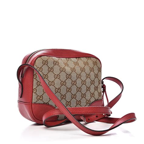 GUCCI Monogram Mini Bree Messenger Bag Red 